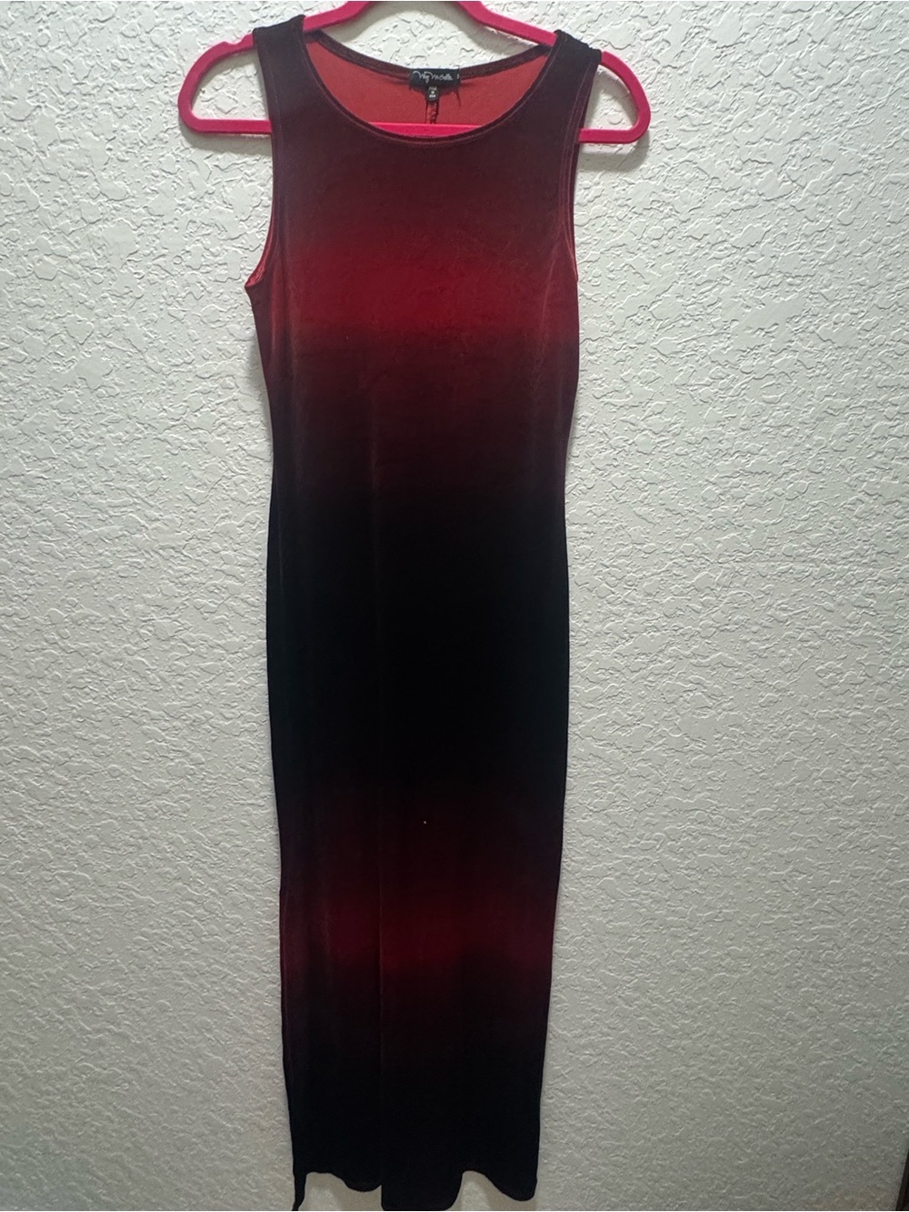 My Michelle Sleeveless Ombre Red to Black Maxi Dress